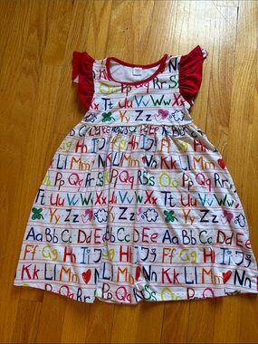 Girls' Alphabet Print Dress